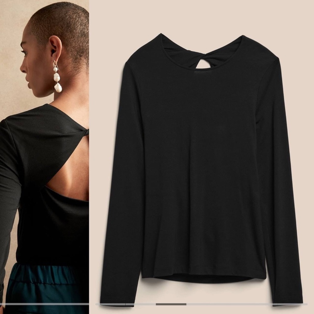 NWT Banana Republic Classic Black Long Sleeve Top